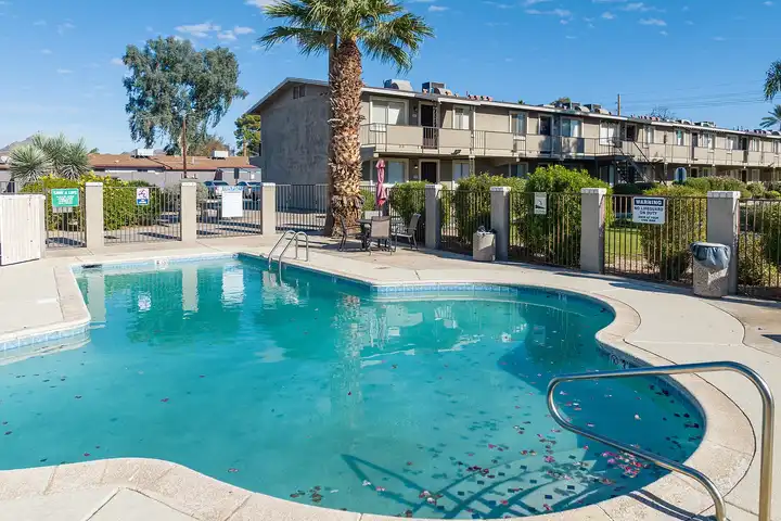 Pool and poolside area at Camelback Courtyard.