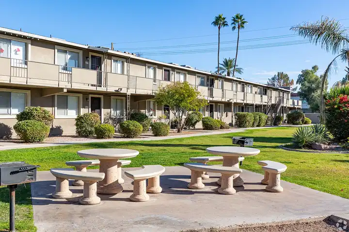 Shared outdoor space at Camelback Courtyard.
