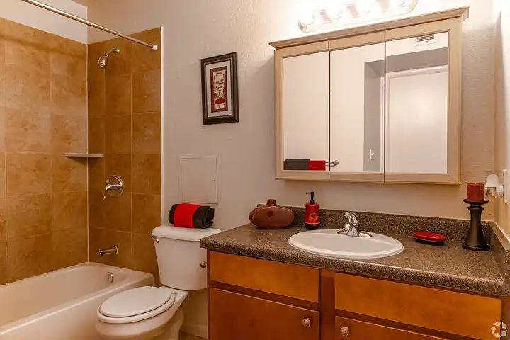 Apartment bathroom — representative home at Camelback Courtyard.